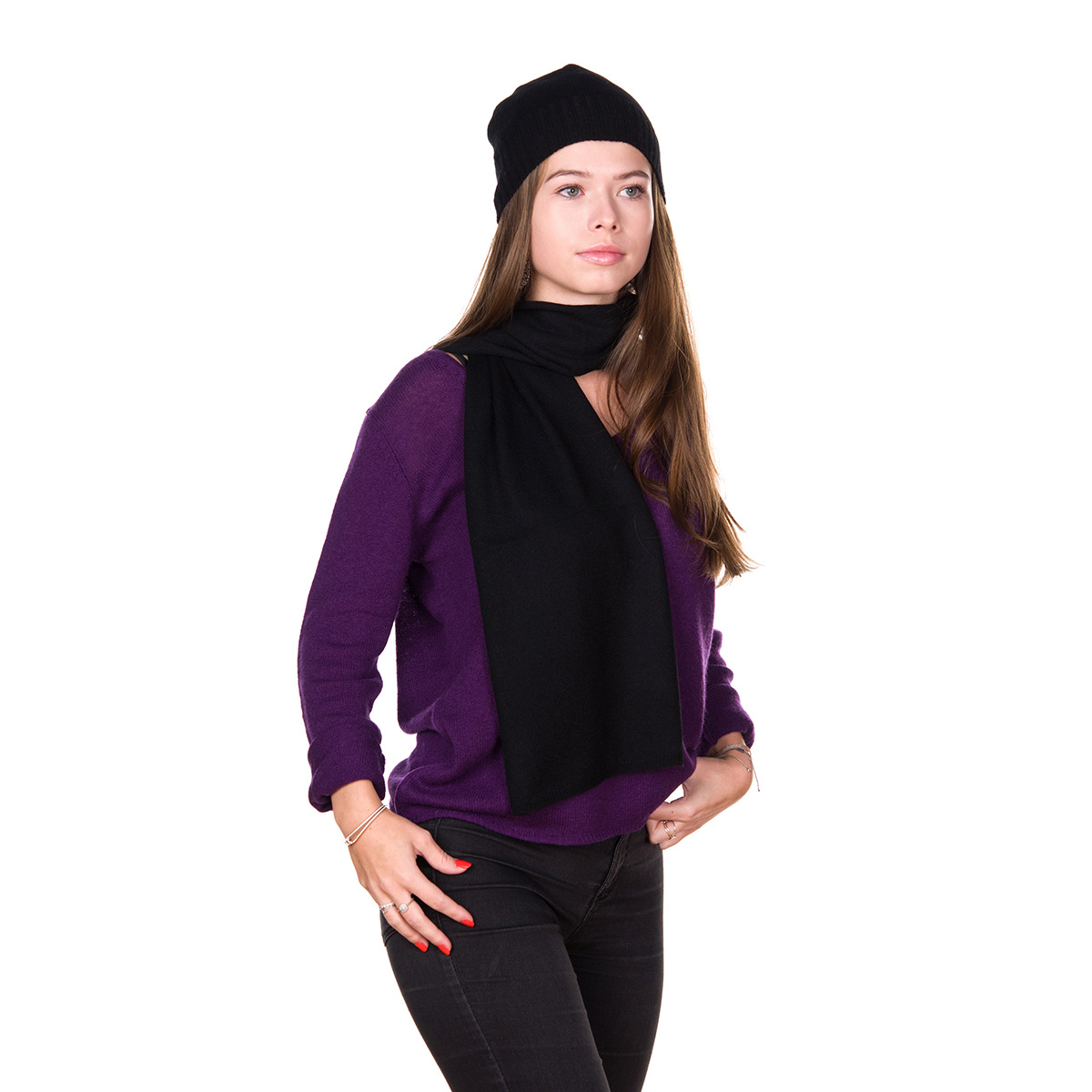 purple cashmere v neck sweater