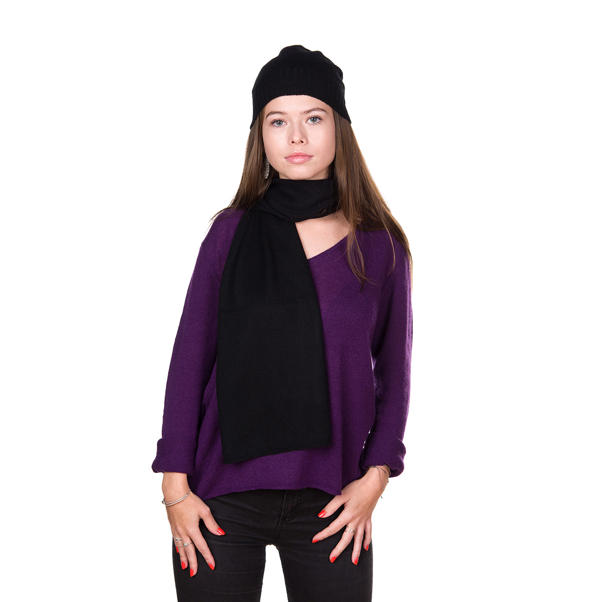 purple cashmere v neck sweater